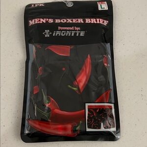 Men's Boxer Brief - Black with Red Chili Design L(36-38)